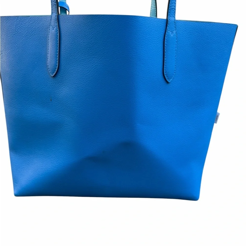 kate spade cobalt blue leather tote with hanging pouch
